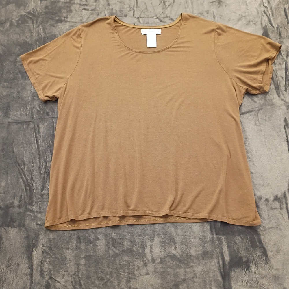 Susan Graver Style Tunic Top Plus Size 2X Tan Jersey‎ Knit Stretch
